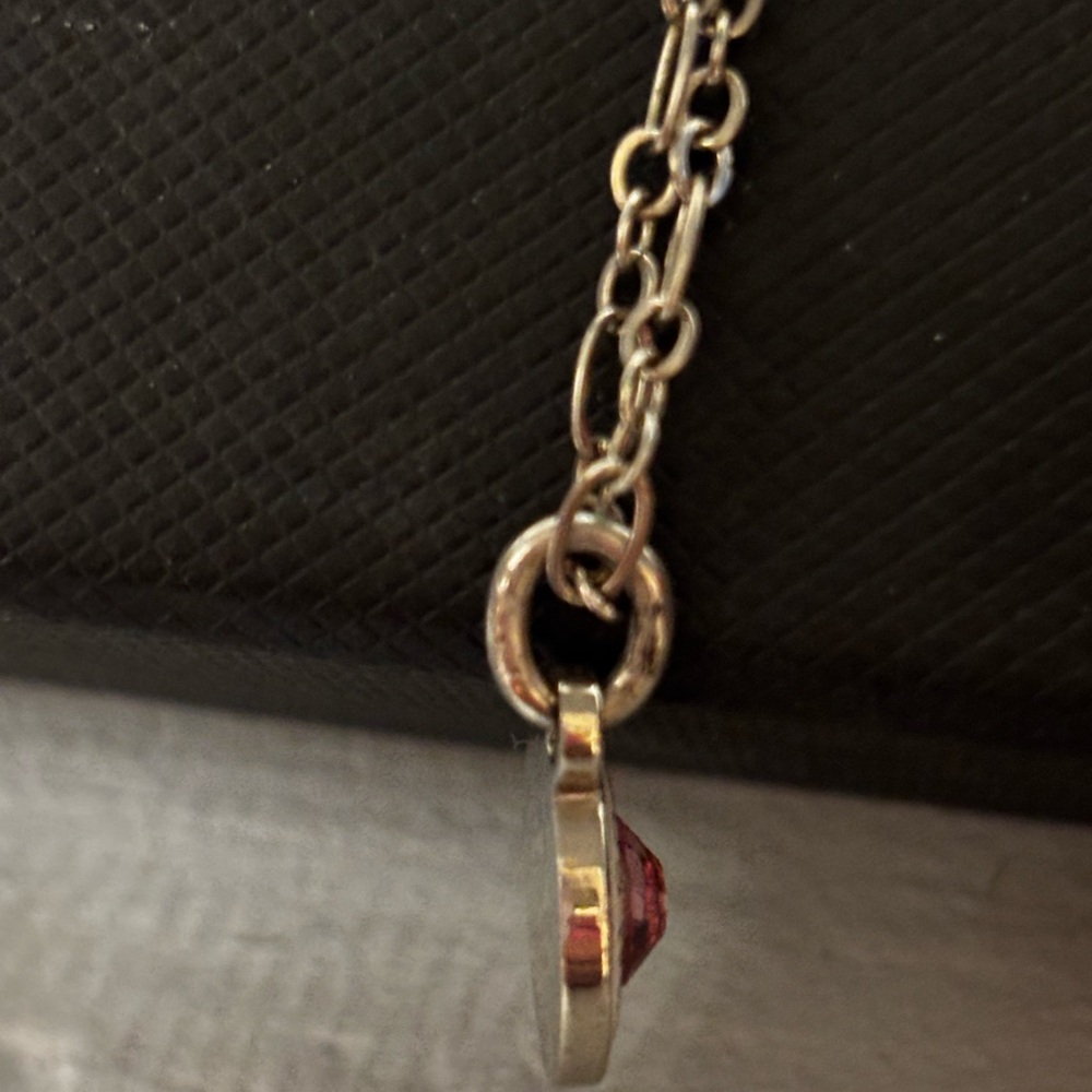 Coach Silver Necklace- White “COACH” Charm with Pink Rhinestone Center - Picture 5 of 8